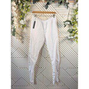 BY THE SEA 100% Linen Lagenlook White Pants Womens Tropical Beach Vacay LRG NEW